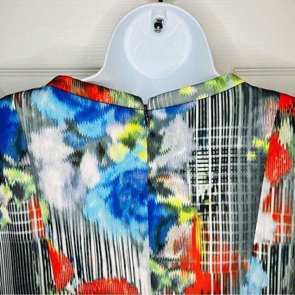 Catherine Malandrino Vondie Print Scuba Fit Flare Dress Pleated Floral 10 - Picture 10 of 12